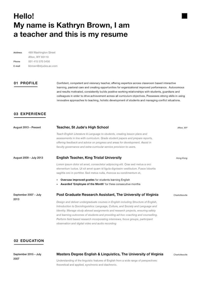 Szingapúr resume template